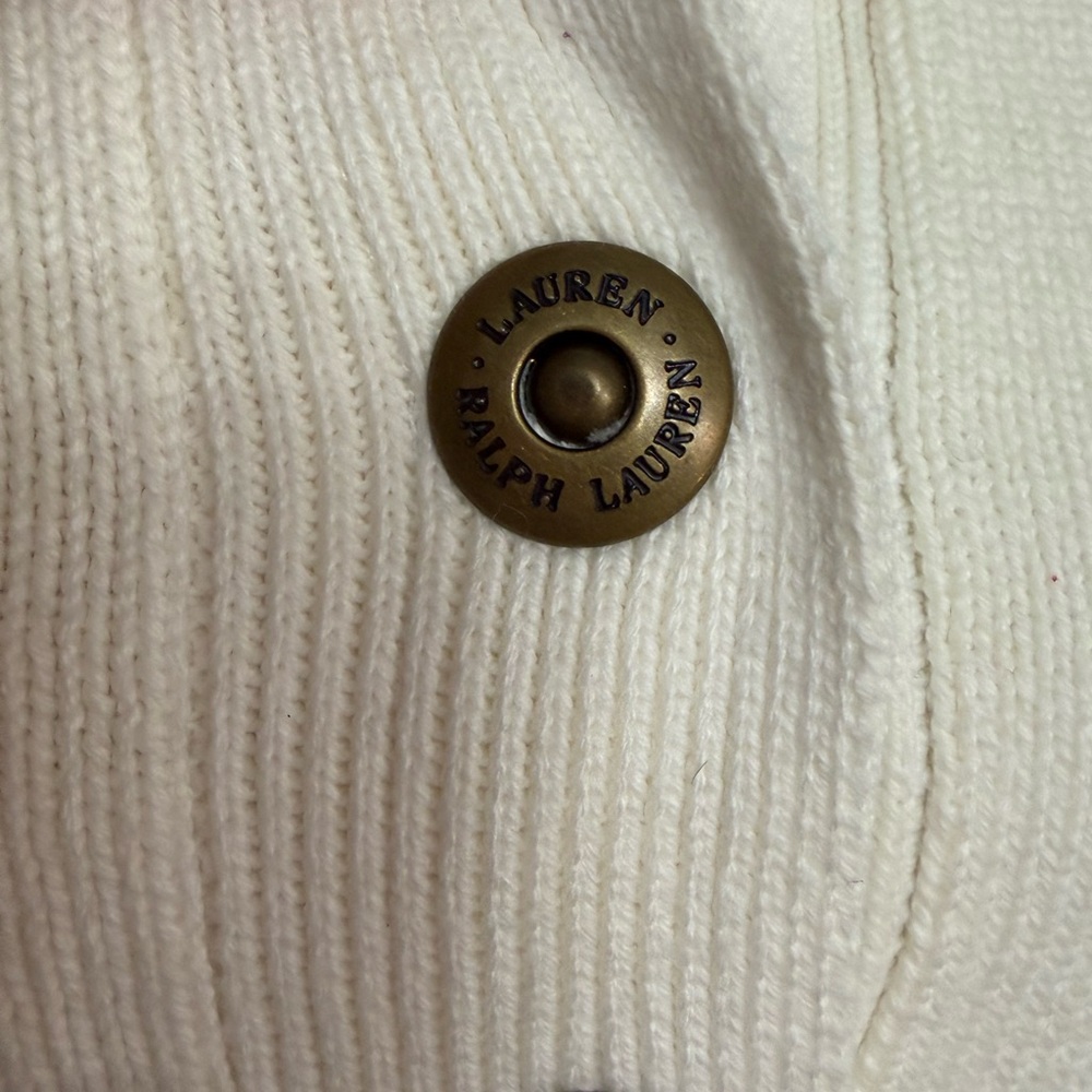 VTG Y2K Lauren Ralph Lauren Ivory Knit Sweater Metal Crest Buttons NWT  L - Picture 4 of 16